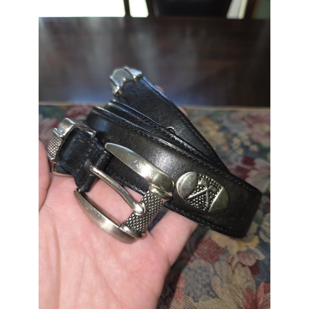 AML 3000 Men's Top Grain Black Leather Golf Club Belt 4583 Size 42"